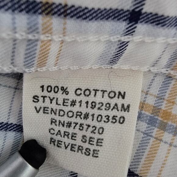 BKE Button Up Shirt Men L Orange Navy Plaid Casual Relaxed Office Rodeo Western - Picture 6 of 9